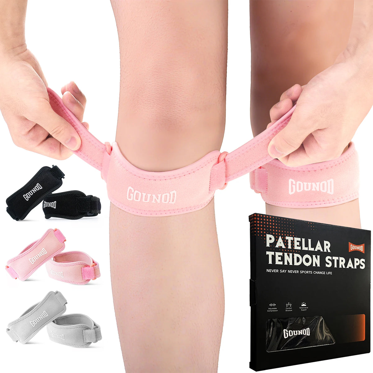 GOUNOD Adjustable Patella Knee Straps for Running and Pain Relief