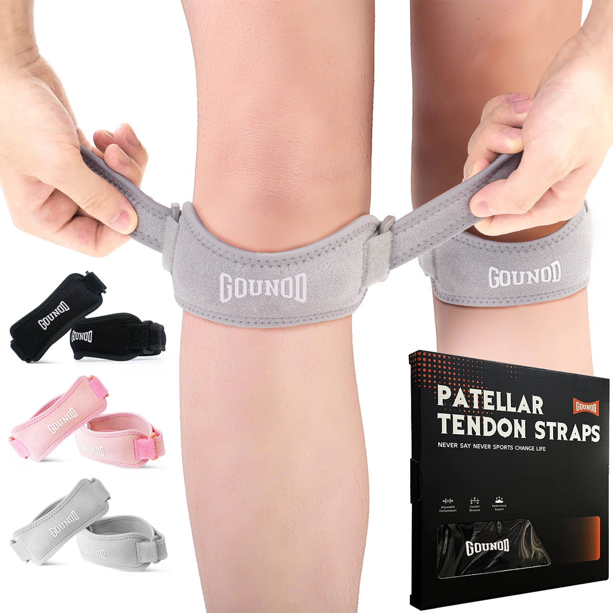 GOUNOD Adjustable Patella Knee Straps for Running and Pain Relief