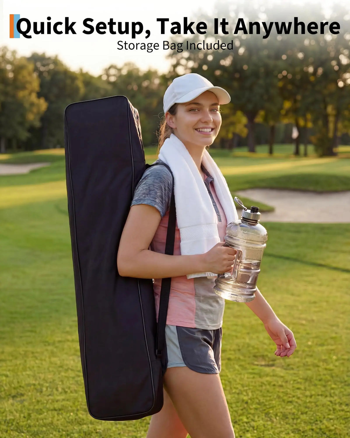 Portable Golf Practice Net With Iron Frame And Carry Bag