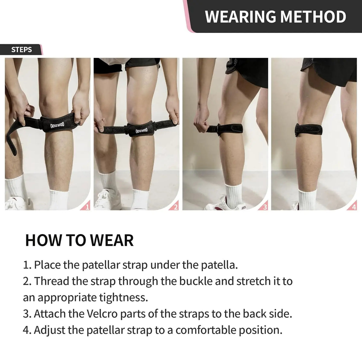 GOUNOD Adjustable Patella Knee Straps for Running and Pain Relief