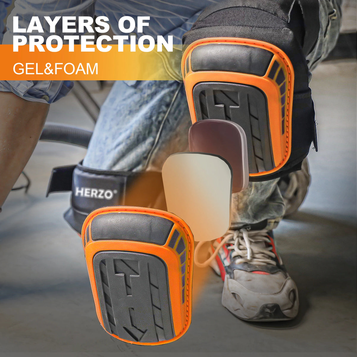 HERZO Heavy Duty Work Knee Pads for Comfortable Protection