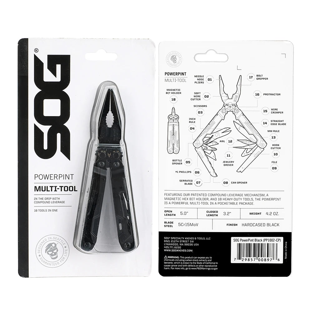 SOG PowerPint Mini Multi Tool With 18 Essential Functions