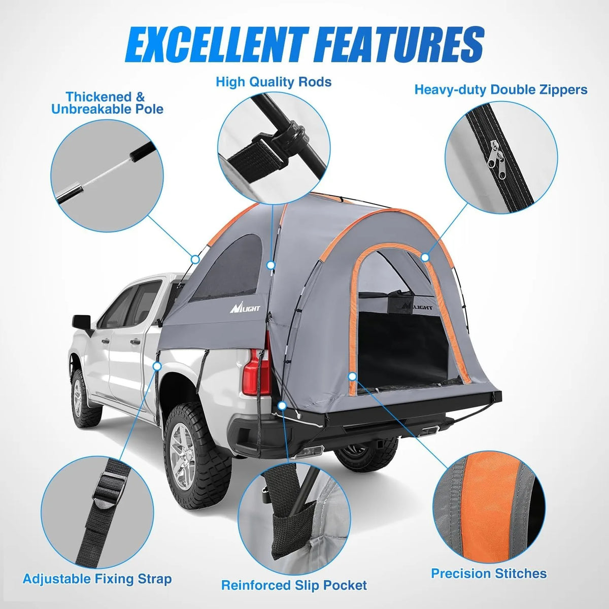 Nilight Waterproof Double Layer Truck Bed Camping Tent for Outdoor Travel
