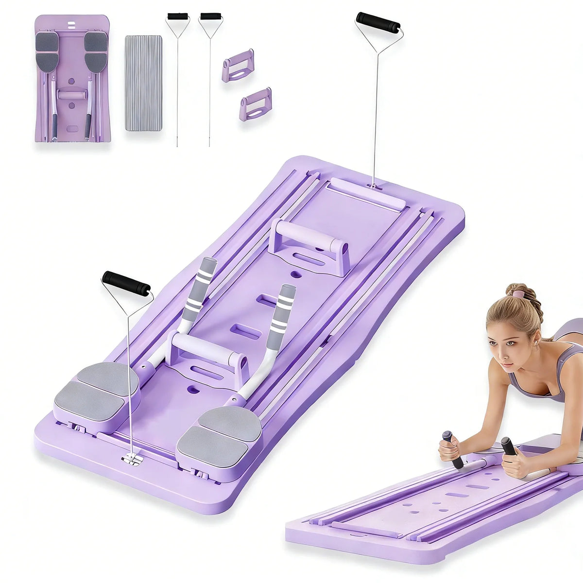 Foldable Multifunctional Home Workout Board With Resistance Bands and Push Up Handles