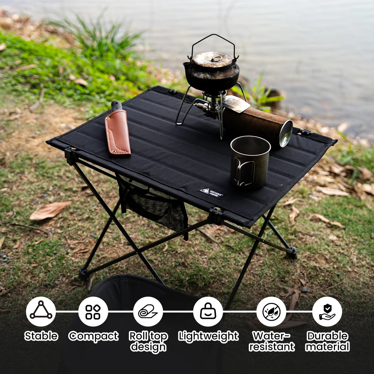 ONETIGRIS Foldable Camping Table With Convenient Storage For Outdoor Adventures