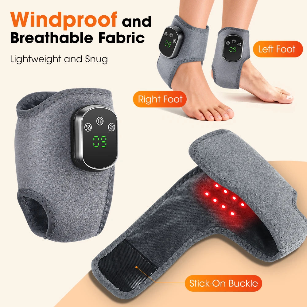 Hailicare Cordless Heated Ankle Massager With Red Light Therapy