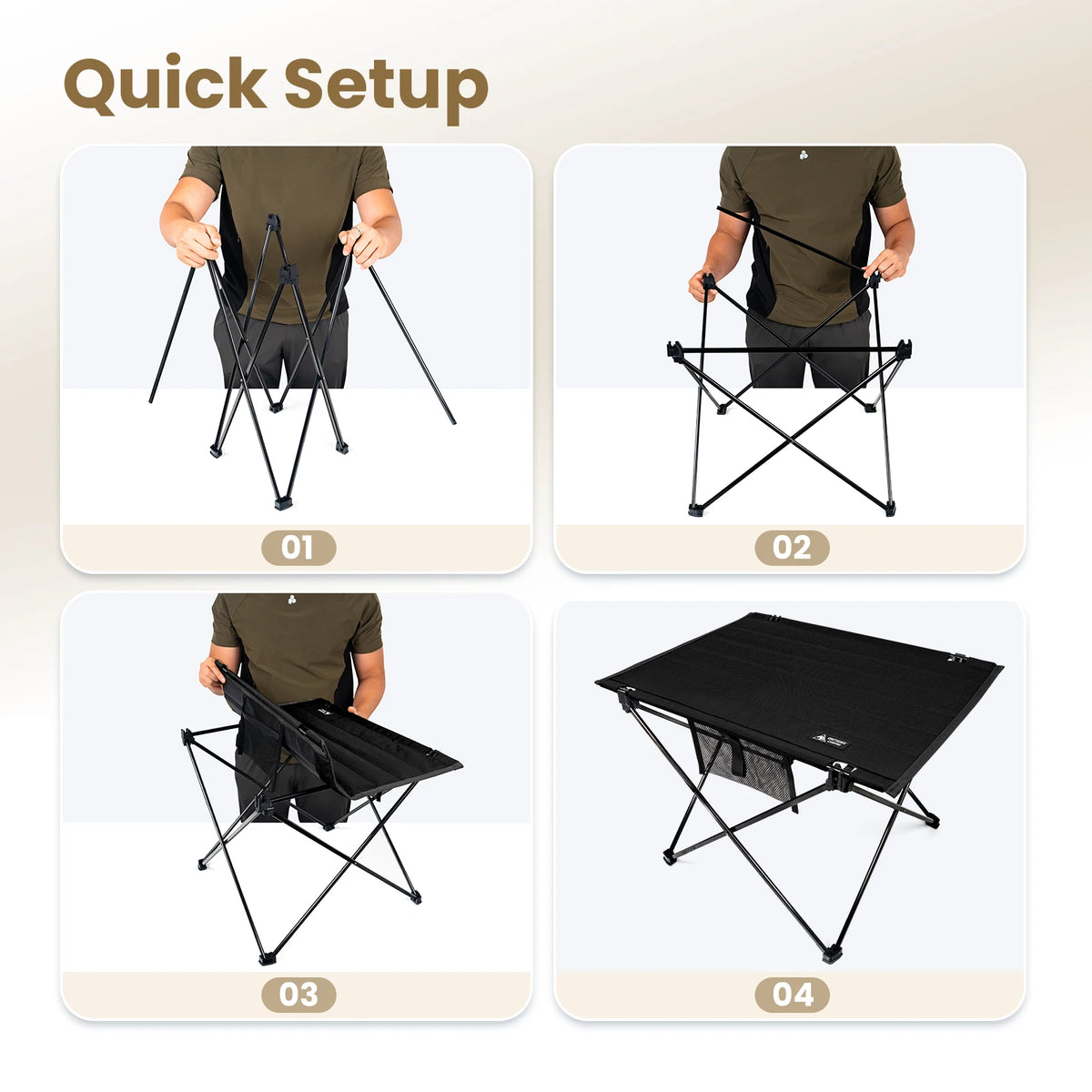 OneTigris Foldable Camping Table With Integrated Storage