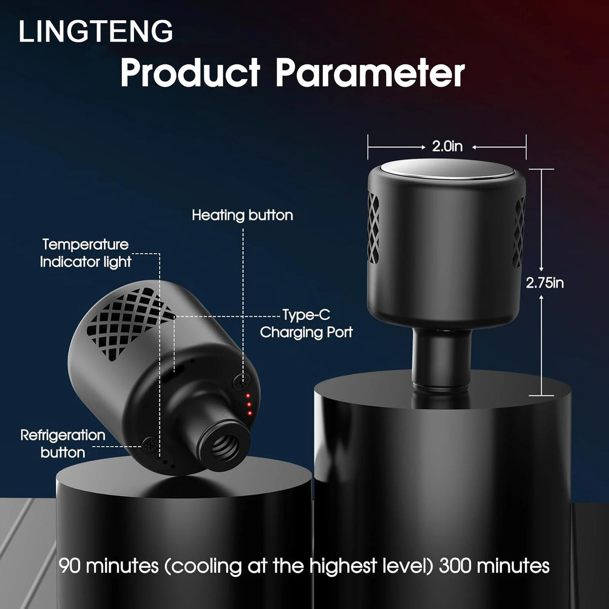 LINGTENG Hot Cold Deep Tissue Massage Gun For Muscle Relief