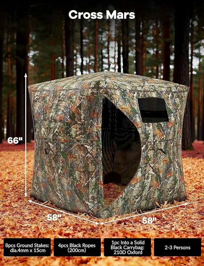 See Through Ground Blind for Hunting With Silent Door