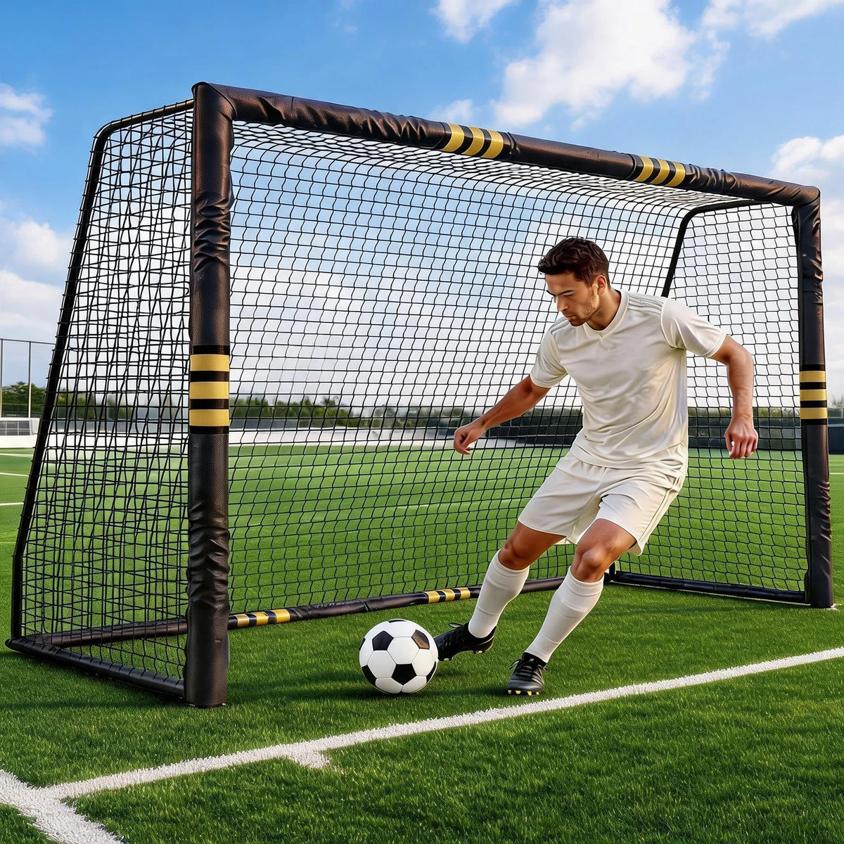 HiMISS Heavy Duty Galvanized Steel Backyard Soccer Goal Net