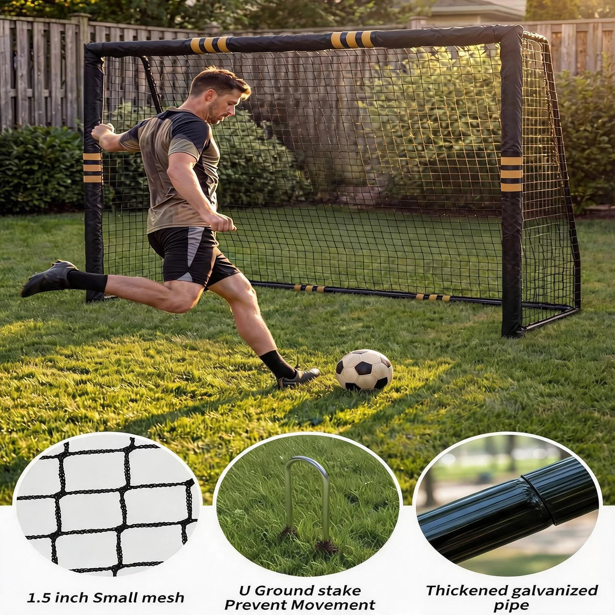 HiMISS Heavy Duty Galvanized Steel Backyard Soccer Goal Net