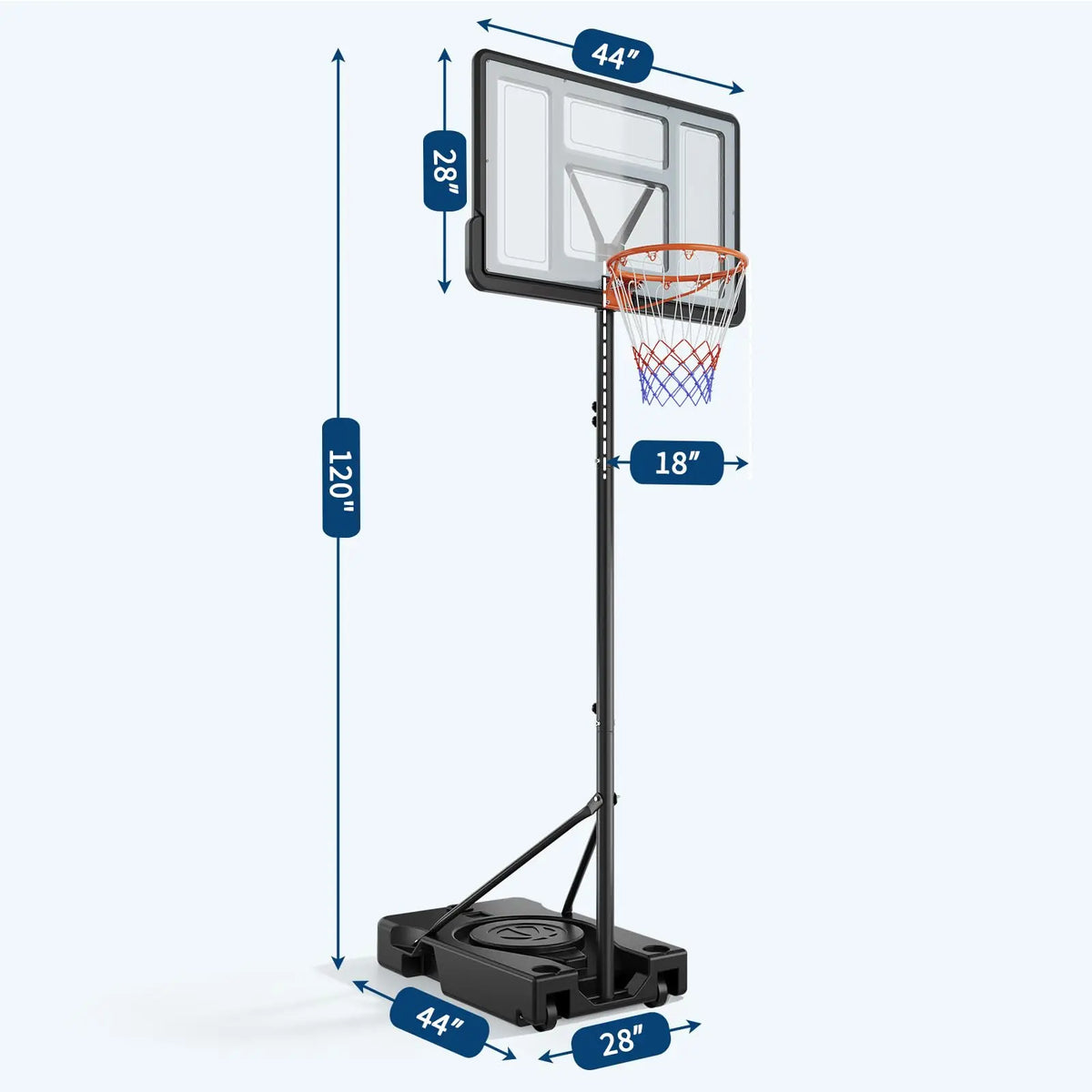 HiMISS Adjustable Portable Basketball Hoop For Backyard And Driveway