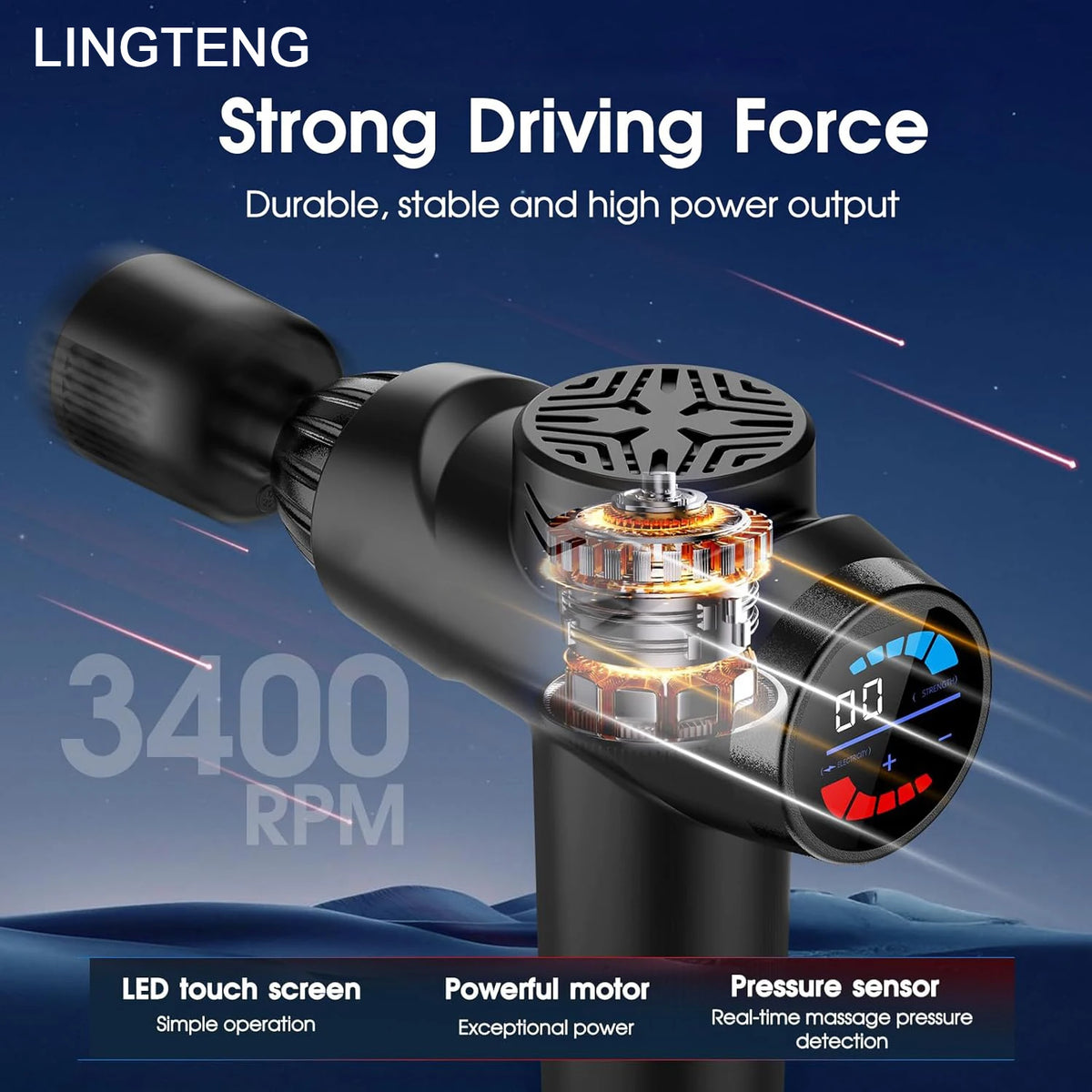 LINGTENG Hot Cold Deep Tissue Massage Gun For Muscle Relief