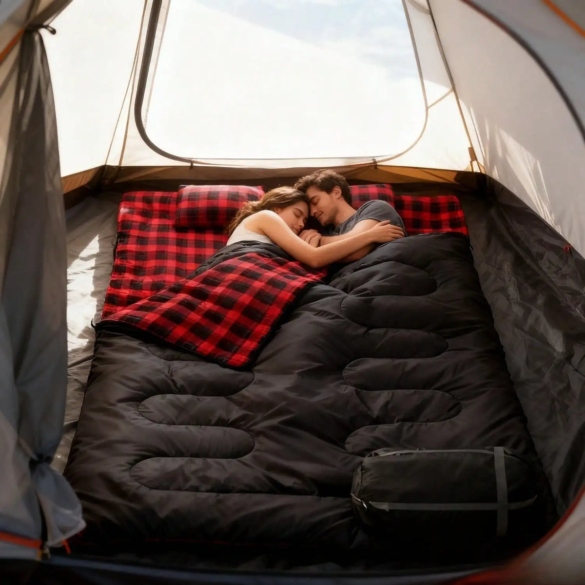 Double Camping Sleeping Bag for Adults With Two Pillows