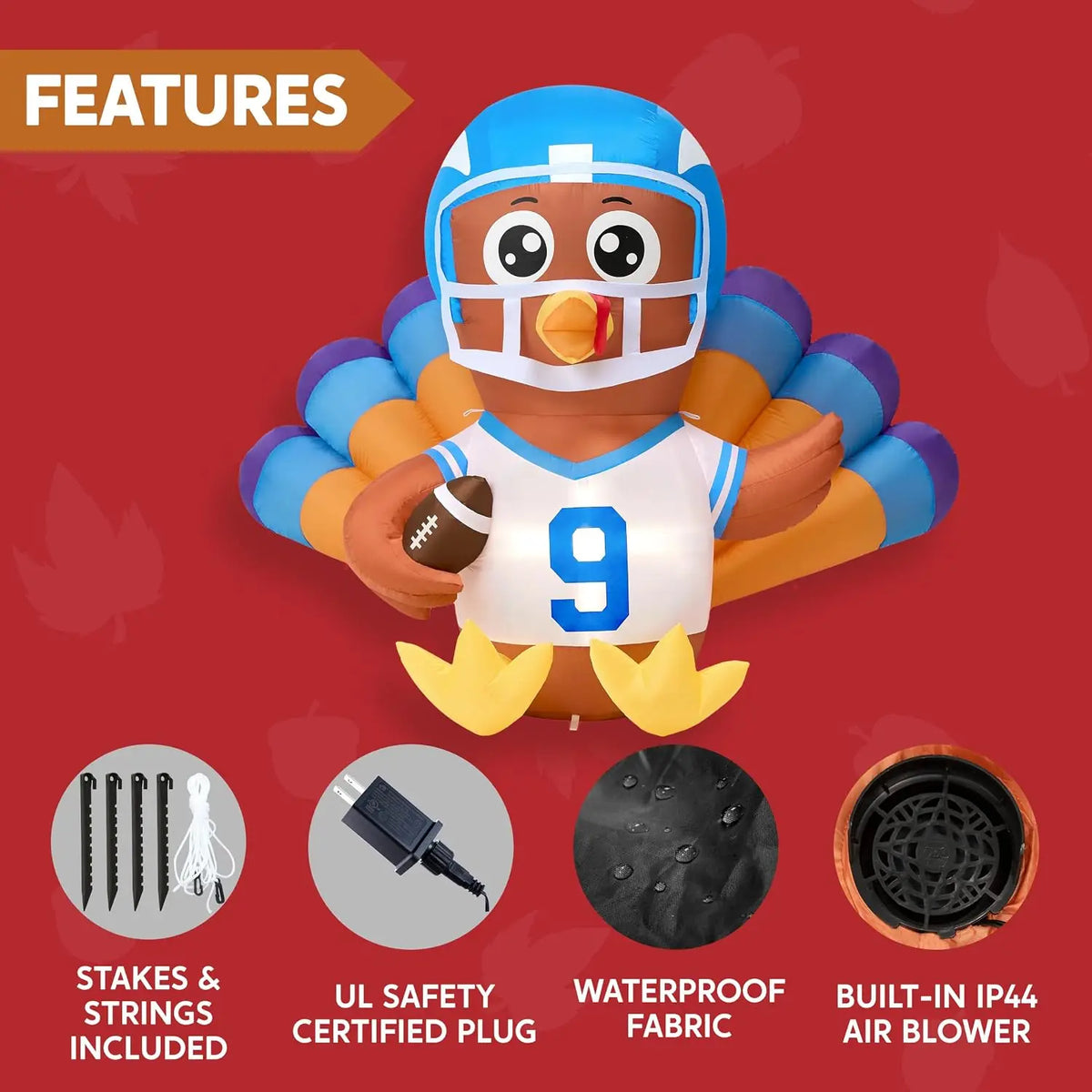 Joyfy Light Up Thanksgiving Turkey Inflatable Outdoor Decoration