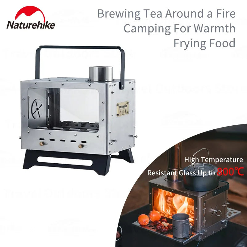 Naturehike Wood Burning Tent Stove With Glass Door And Chimney