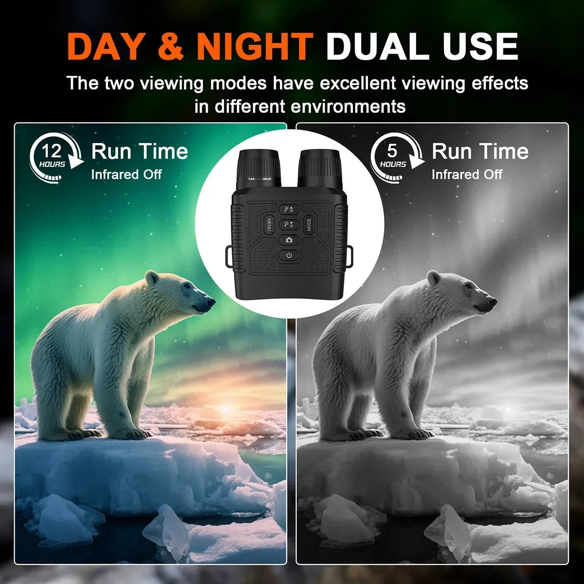 Digital Night Vision Binoculars With Infrared Recording For Wildlife Observation