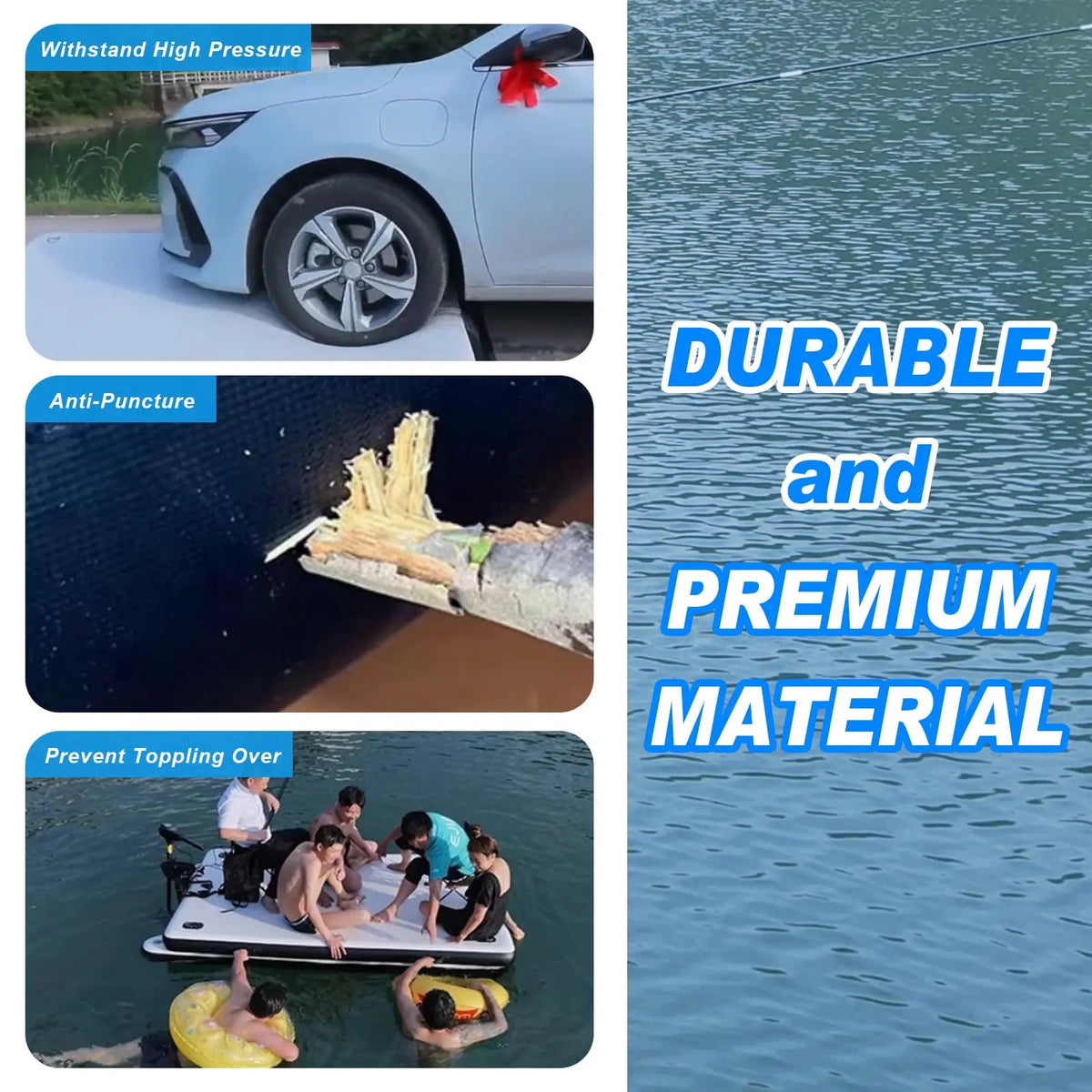 Ejia Inflatable Floating Dock Platform With Dual Bottom Pontoons