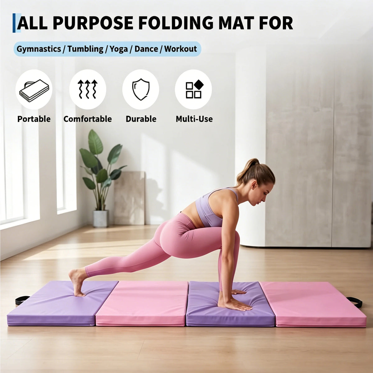 HiMISS Folding Gymnastics Exercise Mat for Home Workouts and Training