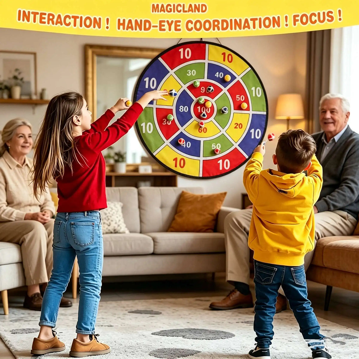 Sticky Ball Dart Board Game for Family Fun and Learning