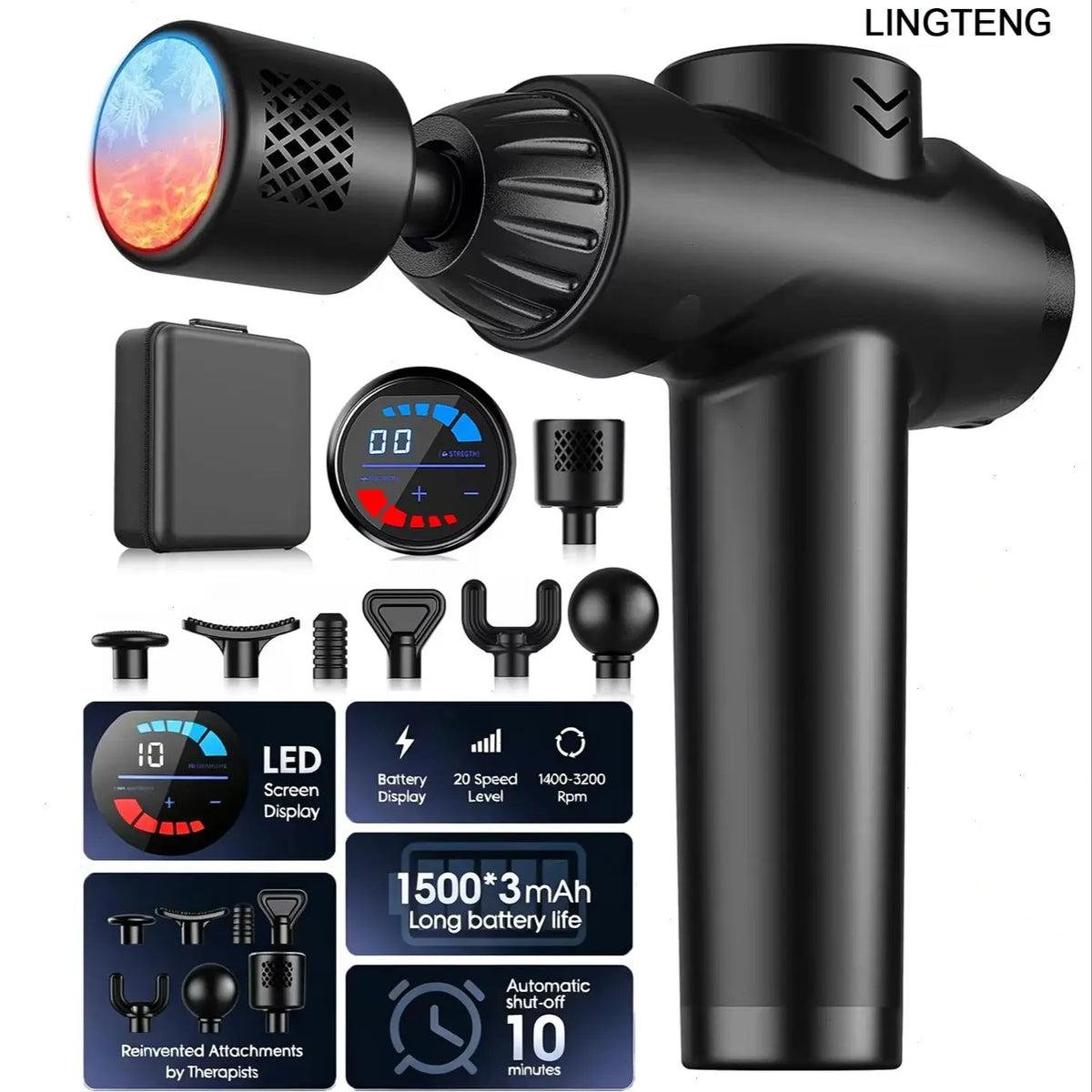 LINGTENG Hot Cold Deep Tissue Massage Gun For Muscle Relief