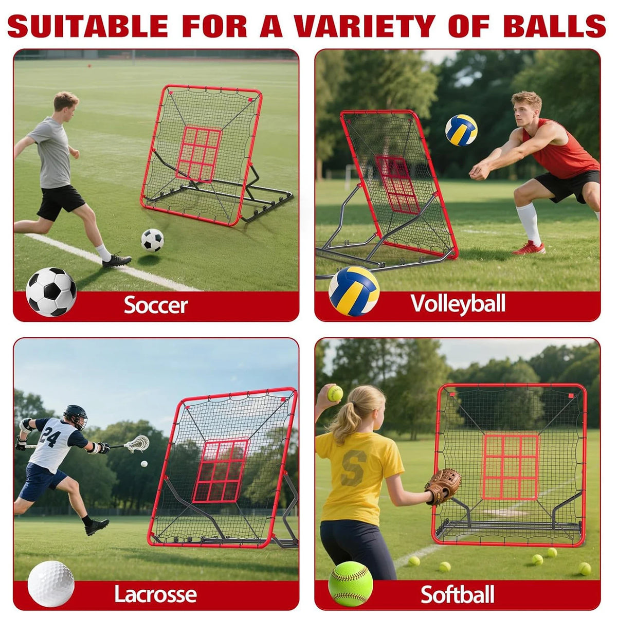 HiMISS Adjustable Multisport Rebounder Net for Baseball Soccer Training