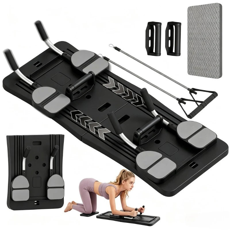 Foldable Home Workout Board With Resistance Bands Push Up Handles