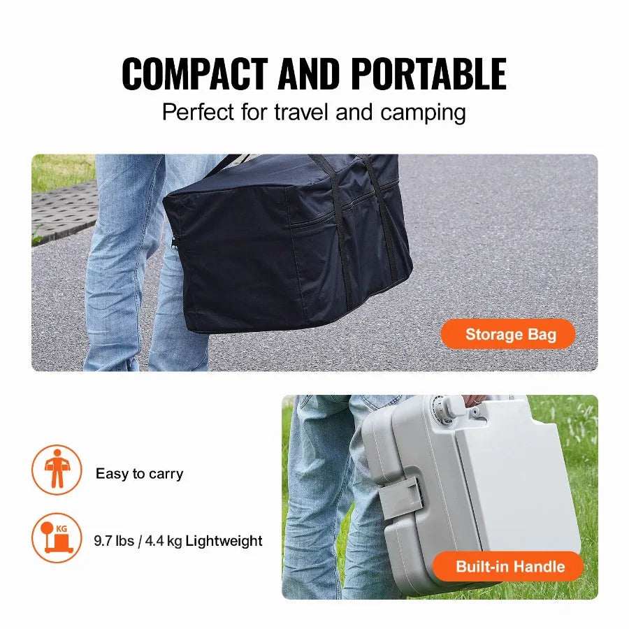 Portable Camping Toilet with Pressurized Flush and Leakproof Waste Tank