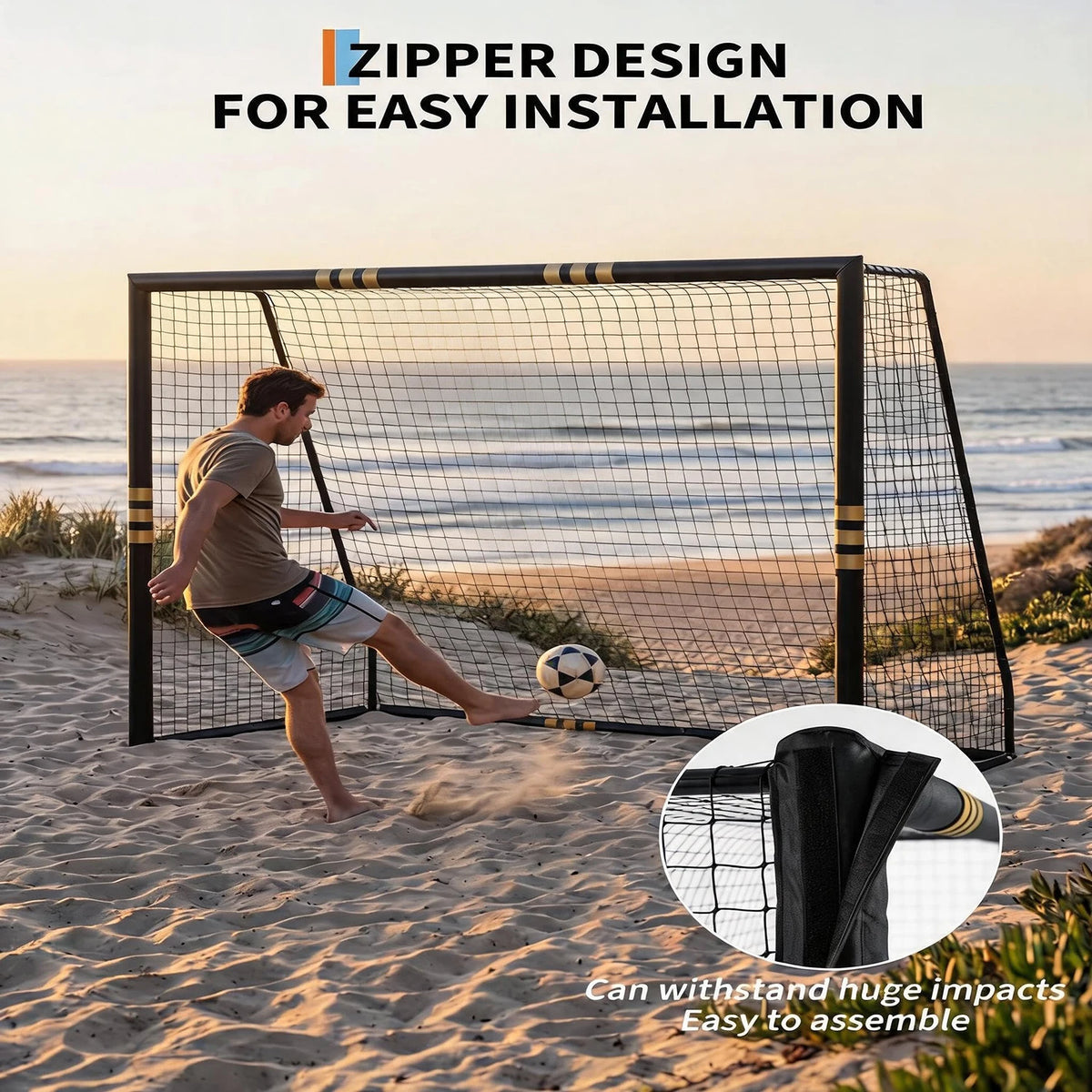 HiMISS Heavy Duty Galvanized Steel Backyard Soccer Goal Net