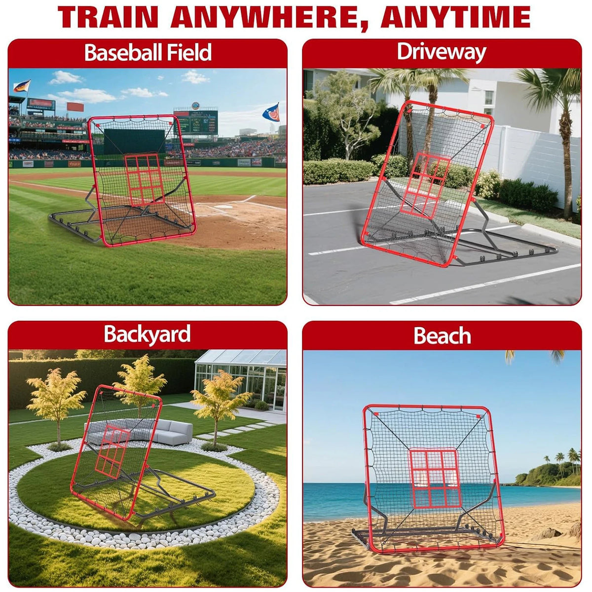 HiMISS Adjustable Multisport Rebounder Net for Baseball Soccer Training