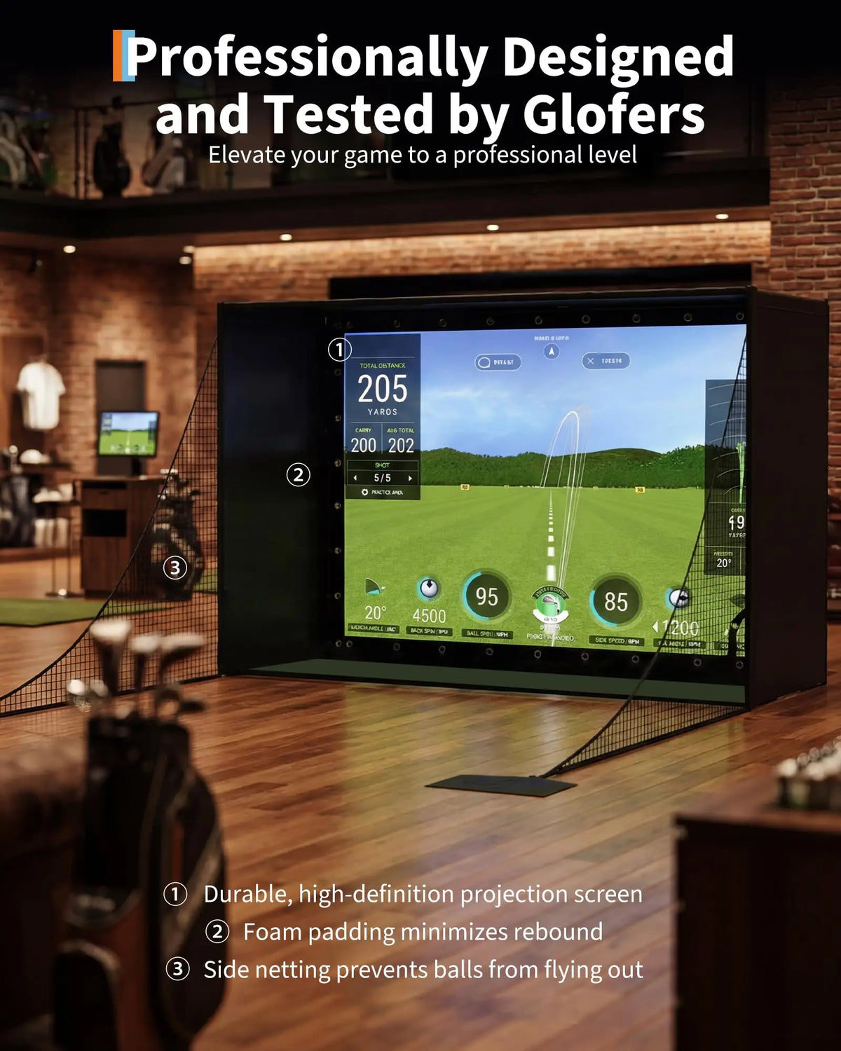 Golf Simulator Enclosure With 4K Ready Impact Screen