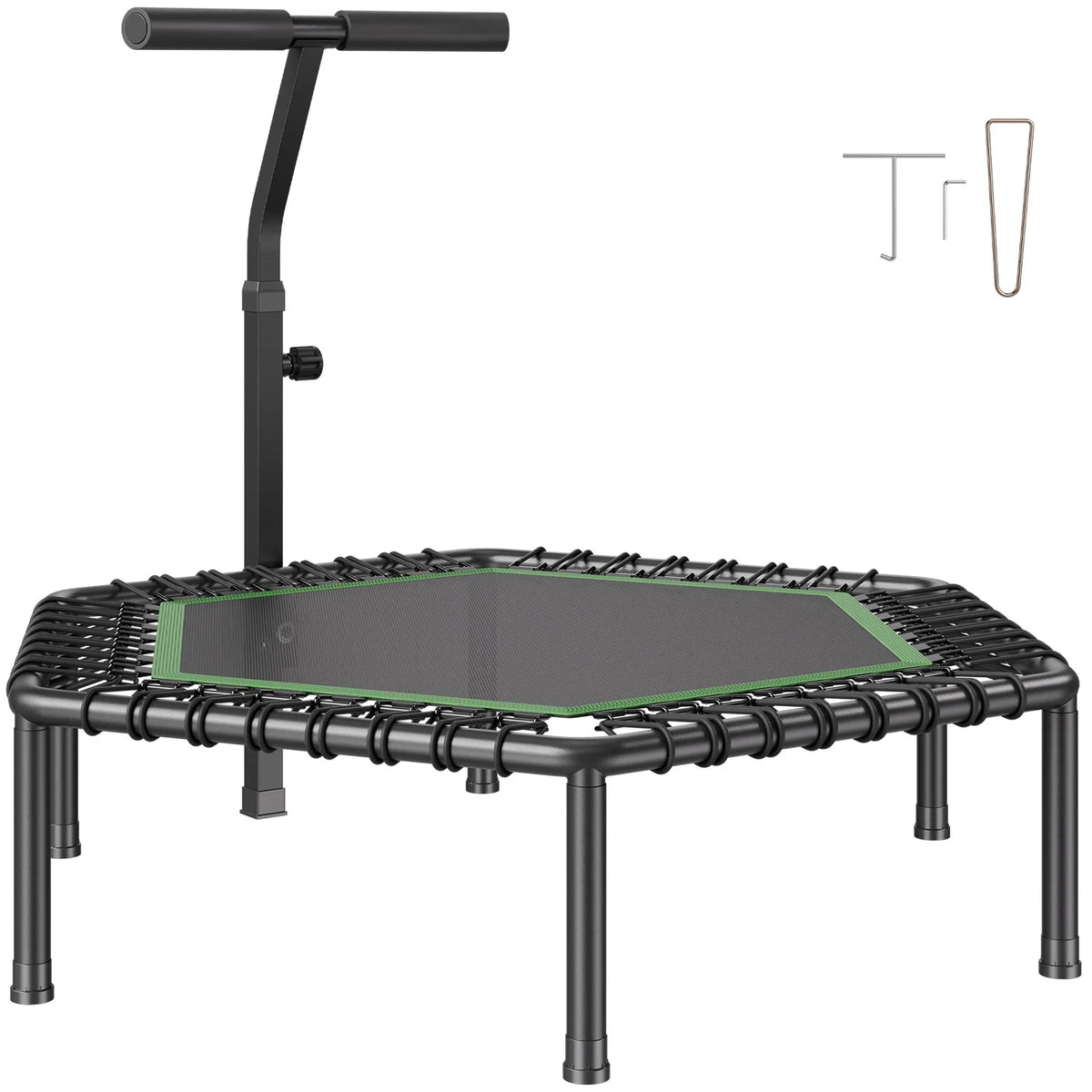 SucceBuy Mini Trampoline With Adjustable Handle For Indoor Workouts