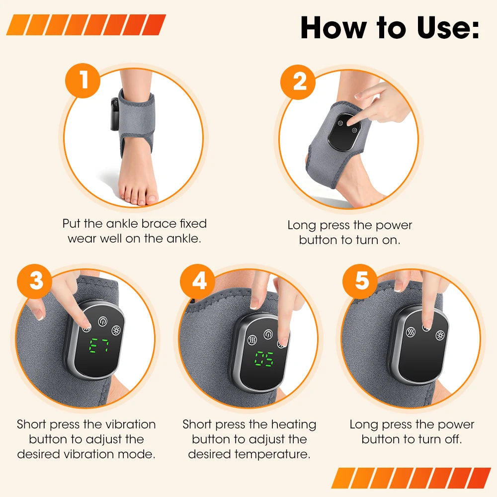 Hailicare Cordless Heated Ankle Massager With Red Light Therapy