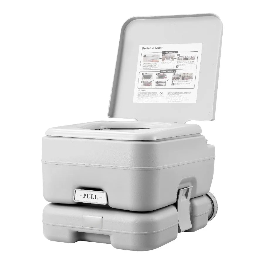Portable Camping Toilet with Pressurized Flush and Leakproof Waste Tank