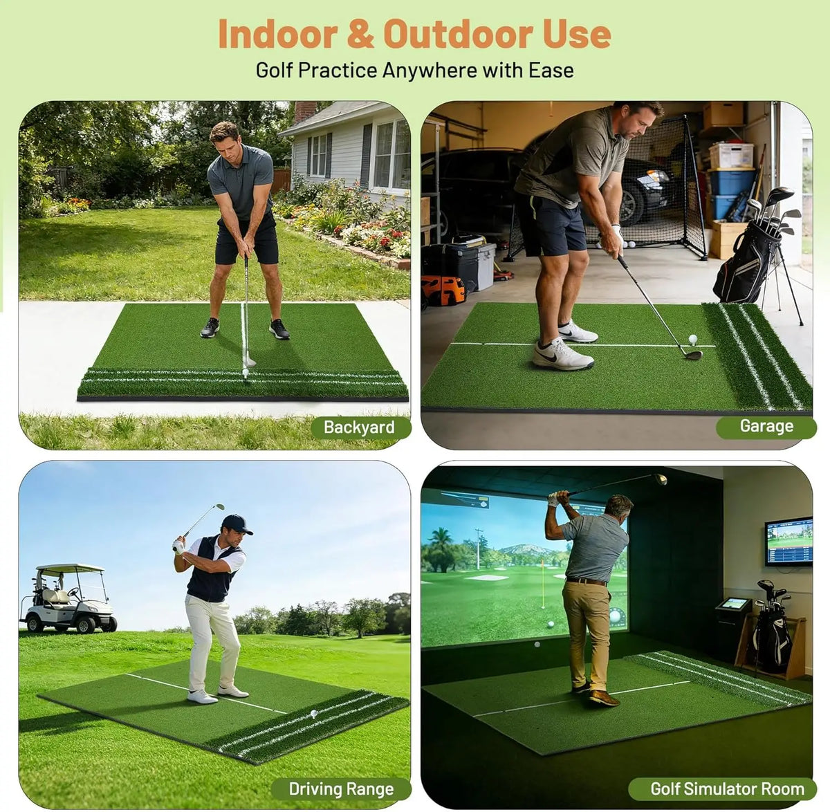 Dual Turf Golf Hitting Mat for Indoor and Outdoor Practice
