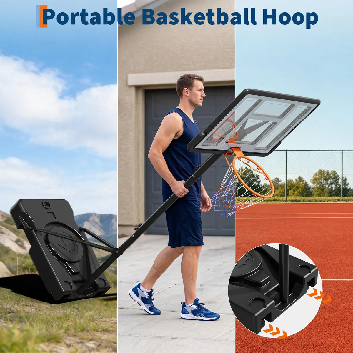 HiMISS Adjustable Portable Basketball Hoop For Backyard And Driveway