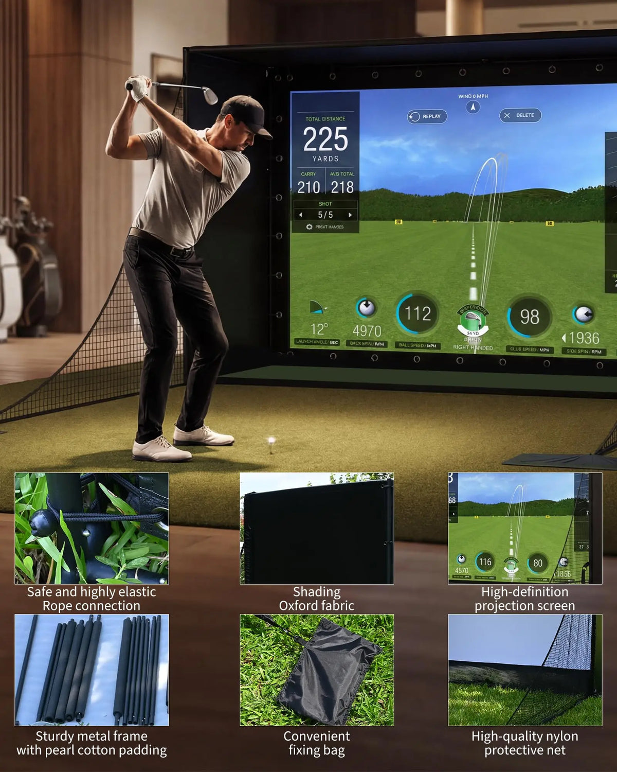 Golf Simulator Enclosure With 4K Ready Impact Screen