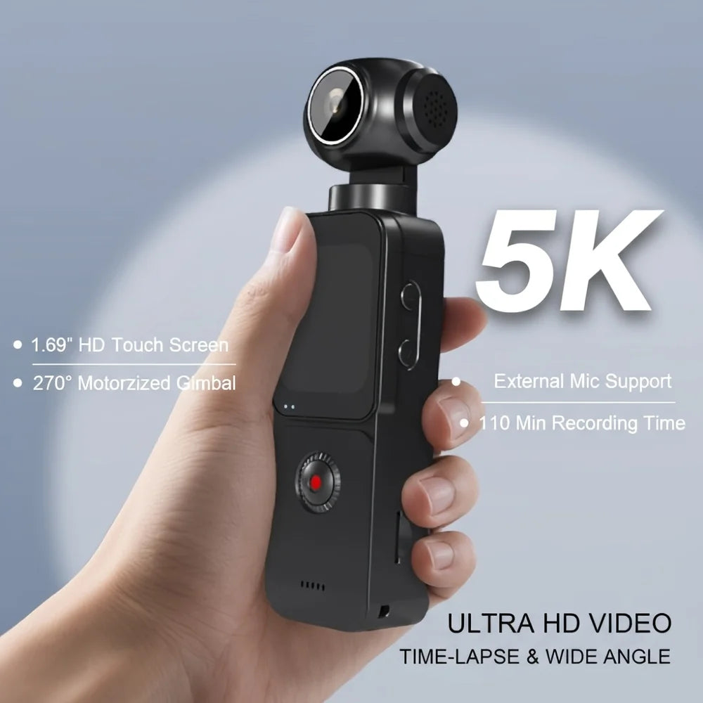 Pocket 5K Action Camera With 270 Degree Rotatable Lens WiFi