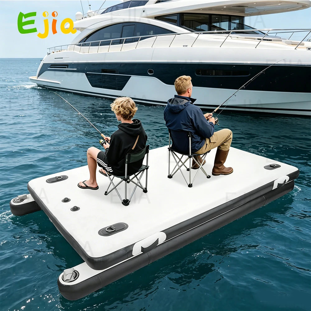 Ejia Inflatable Floating Dock Platform With Dual Bottom Pontoons