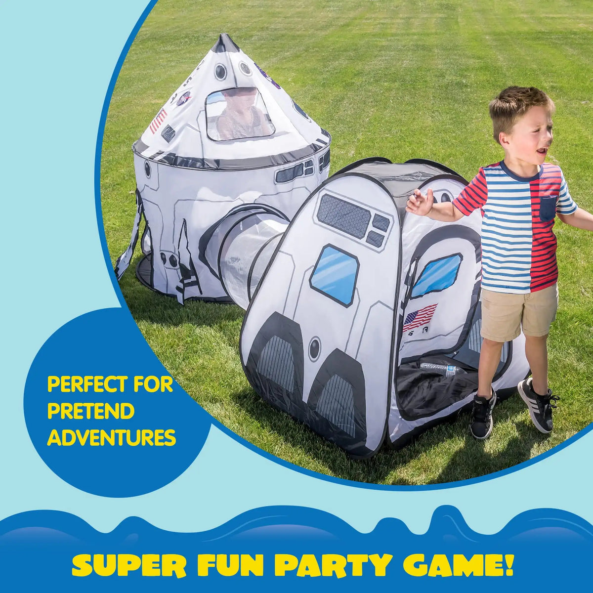 Joyfy Rocket Ship Play Tent And Tunnel Set For Kids
