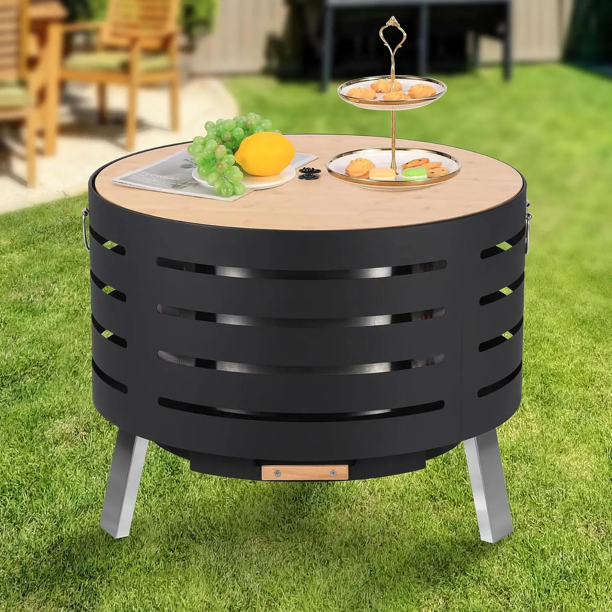 Garvee Smokeless Tabletop Fire Pit With Ash Pan And Cover