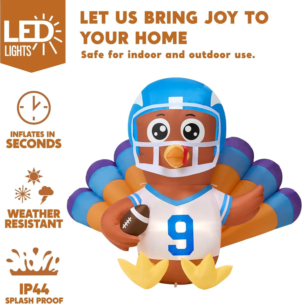Joyfy Light Up Thanksgiving Turkey Inflatable Outdoor Decoration