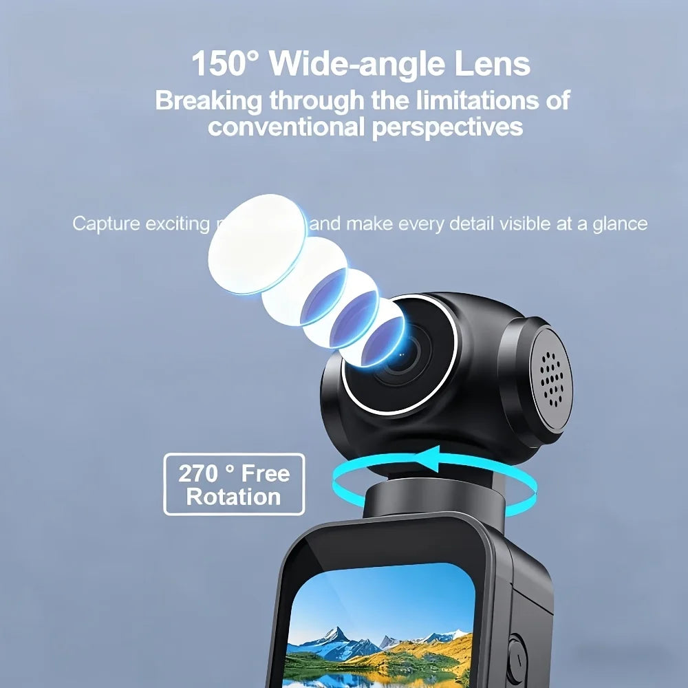 Pocket 5K Action Camera With 270 Degree Rotatable Lens WiFi