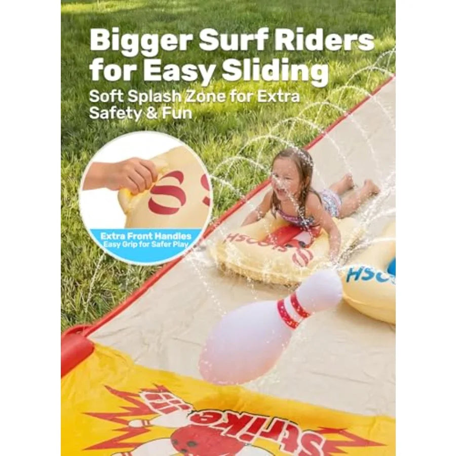 Outdoor Water Slide Bowling Game With Built In Sprinkler