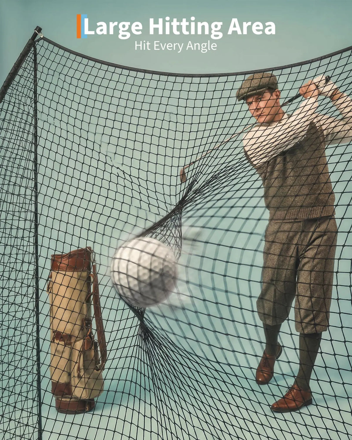 Portable Golf Practice Net With Iron Frame And Carry Bag