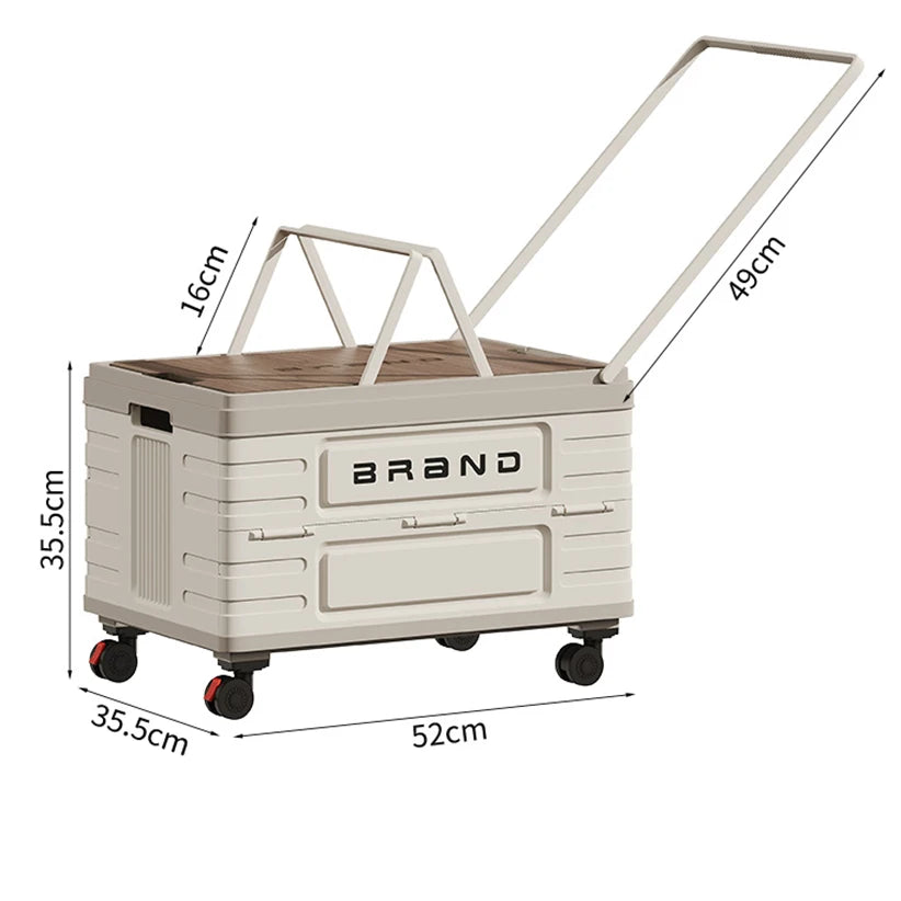 Foldable Rotating Camping Storage Cart With Silent Locking Wheels
