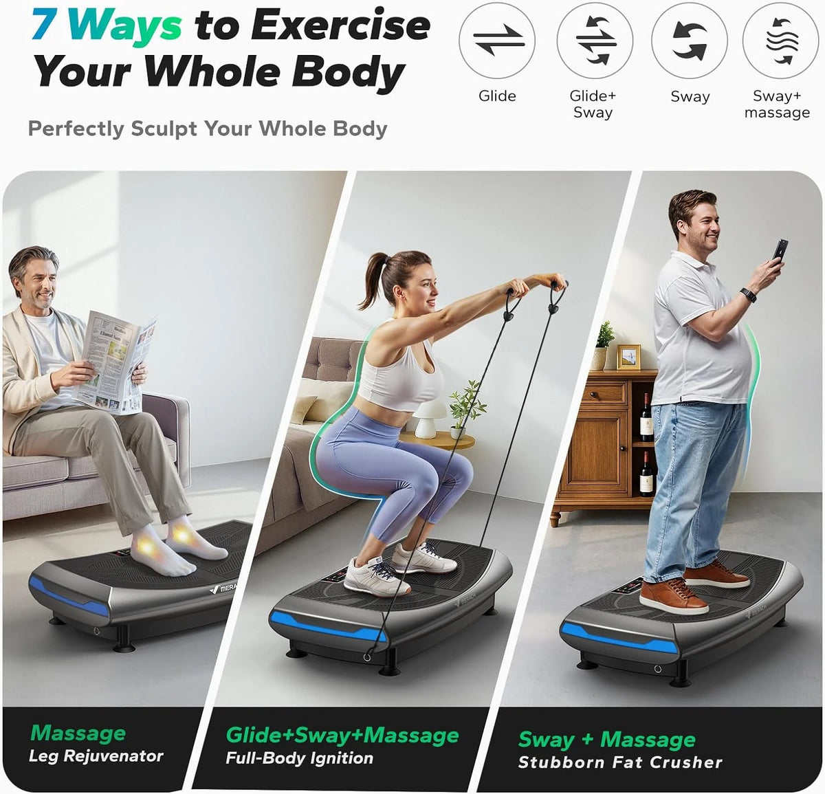 MERACH 4D Vibration Plate for Full Body Fitness Toning