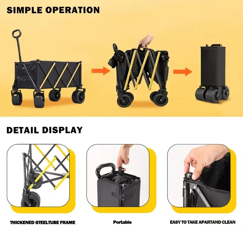 Heavy Duty Folding Utility Wagon Cart for Camping Outdoors