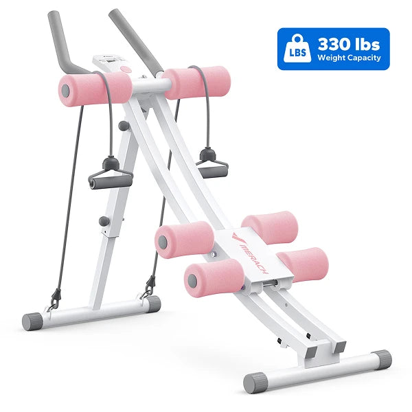 MERACH Foldable Dual Track Adjustable Ab Trainer With LCD Display
