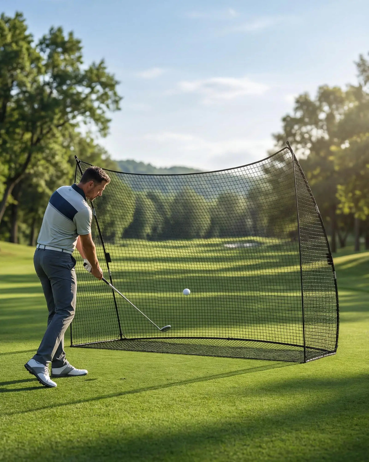 Portable Golf Practice Net With Iron Frame And Carry Bag